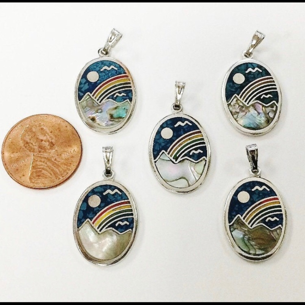 Abalone MOP Mountain Inlay Pendant - Picture 5 of 16